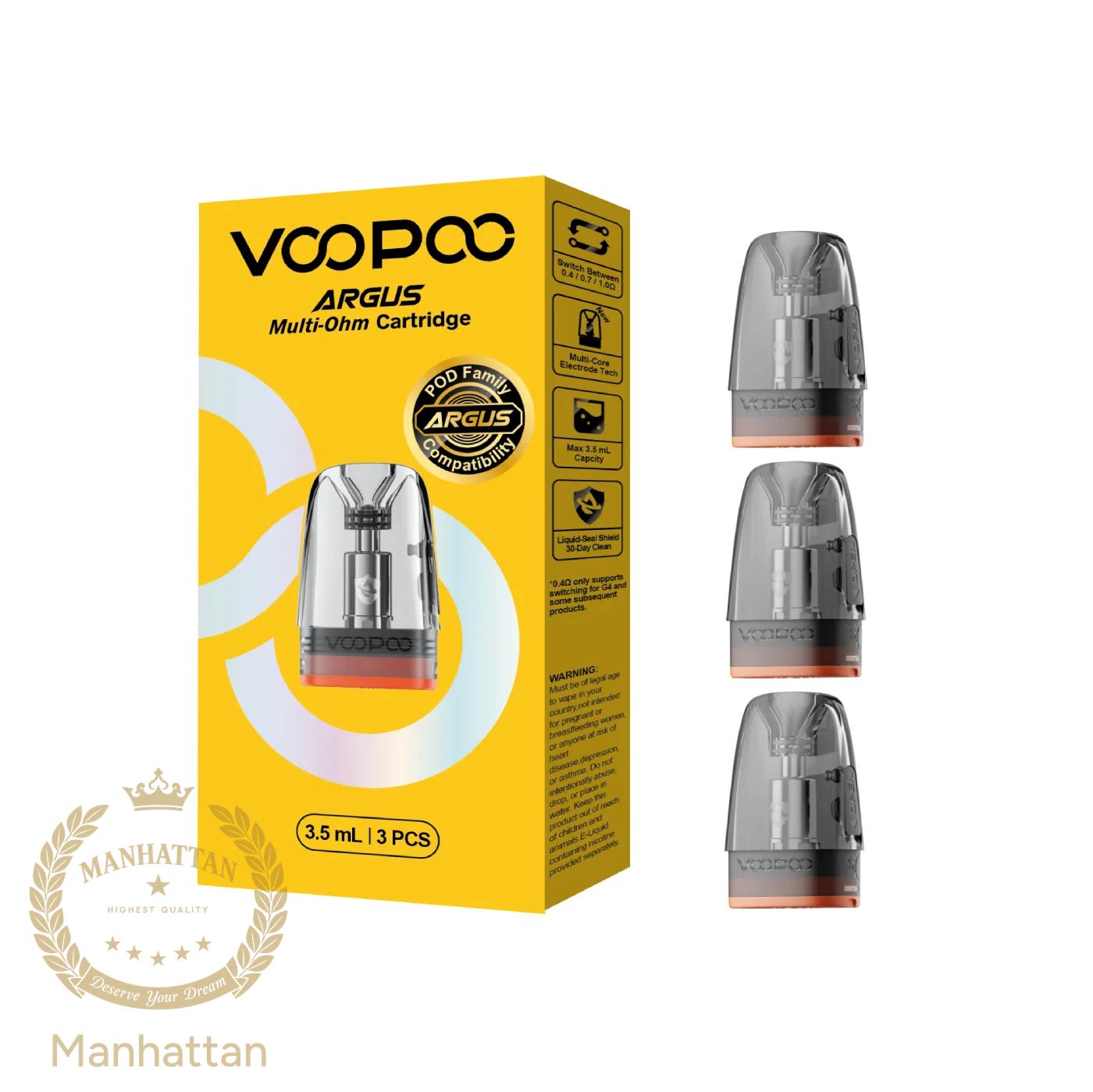 VOOPOO Argus Multi-Ohm Kartuş 0.4/0.7/1.0 Ohm (3'lü Paket) (%100 Orijinal)